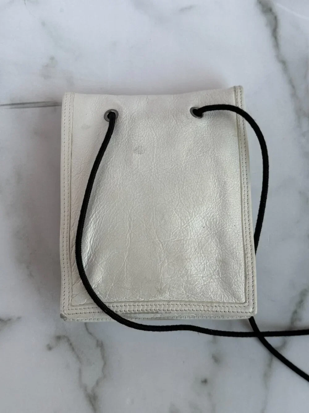 Balenciaga Explorer White Leather Crossbody Pouch Shoulder Bag AUTHENTIC